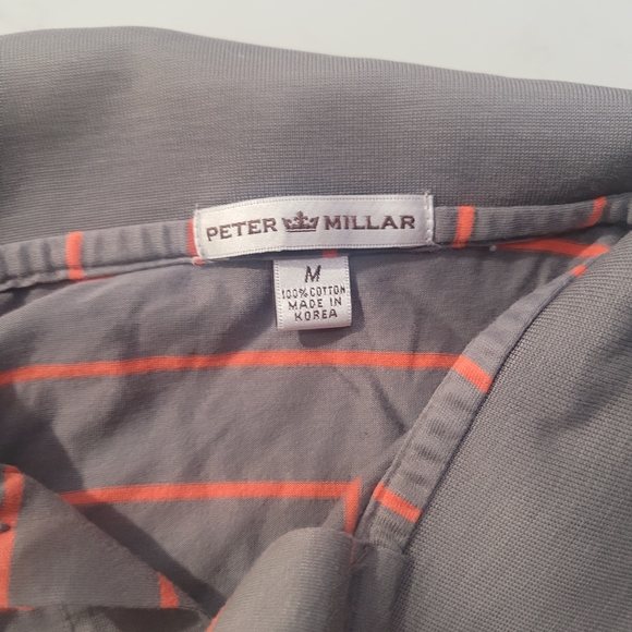 Peter Millar Gray Polo with Orange Stripes - Picture 3 of 4